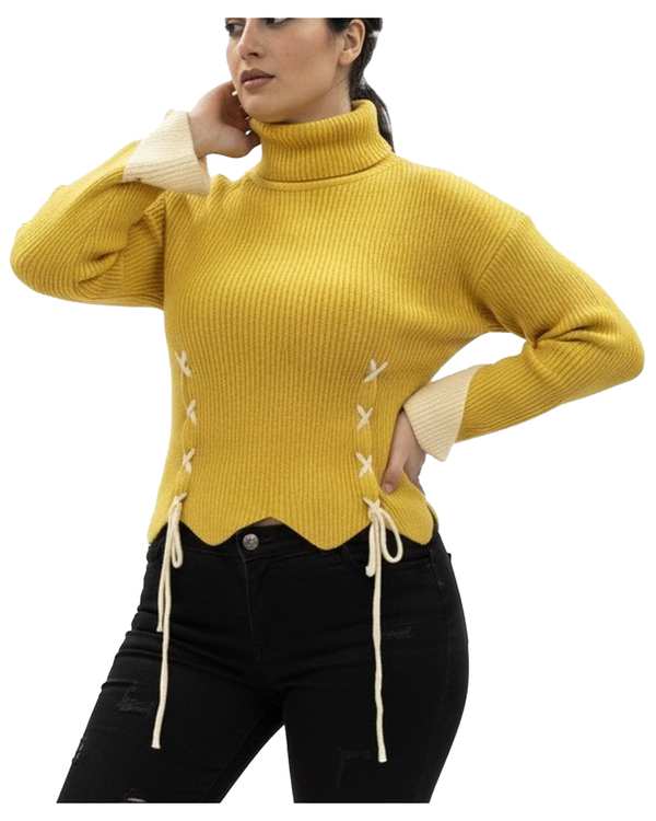 بافت زنانه زرد طرح بندی