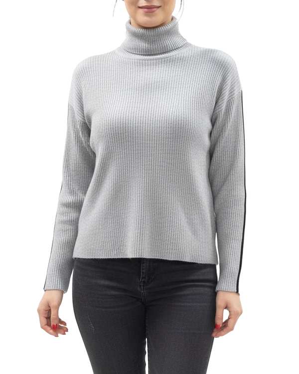 بلوز بافت یقه اسکی طوسی