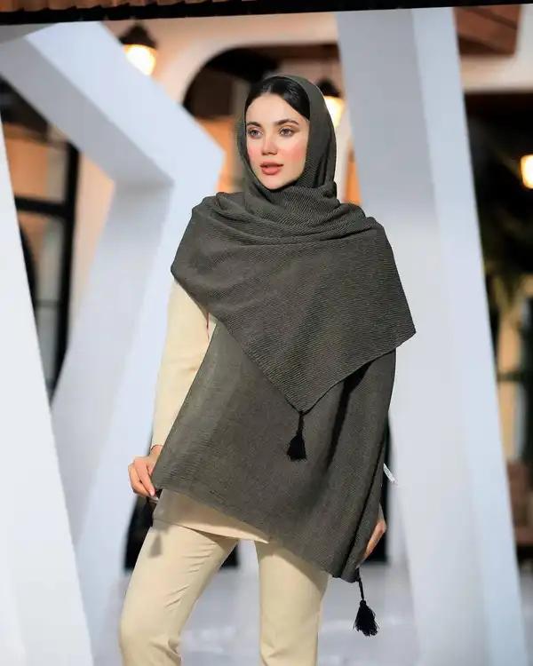 شال زنانه پلیسه جناقی پاییزه کد ROZ1021