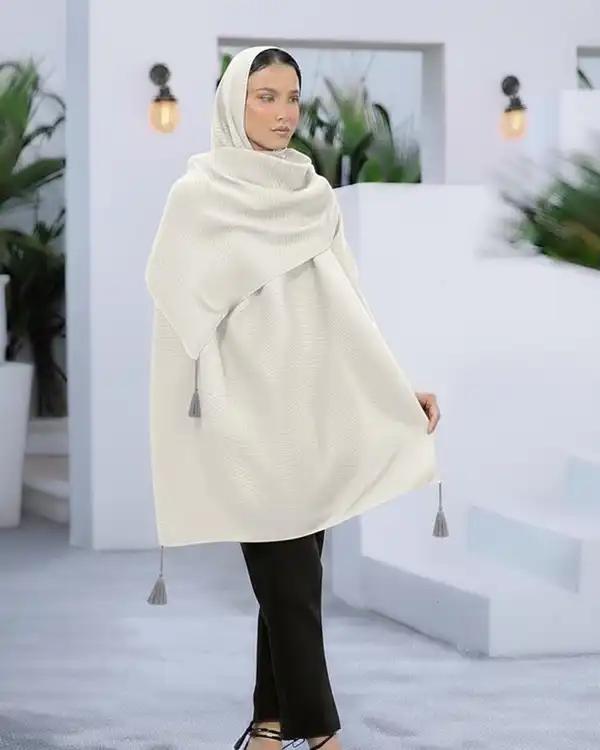 شال زنانه پلیسه جناقی پاییزه استخوانی کد ROZ1021