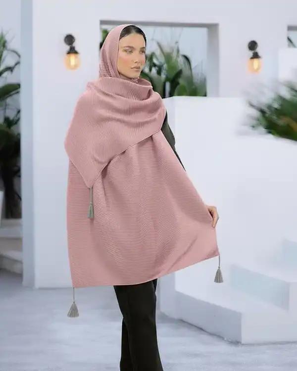 شال زنانه پلیسه جناقی پاییزه کالباسی کد ROZ1021