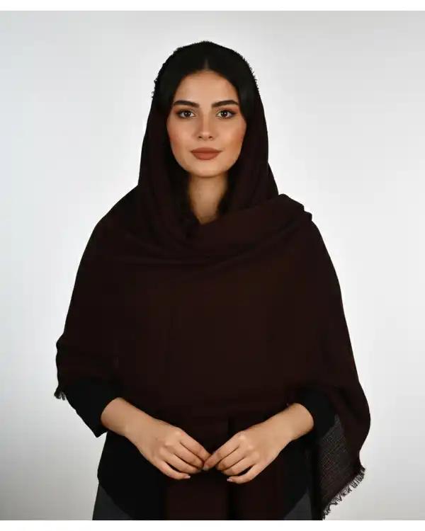شال زنانه برشکا گرم بالا قهوه ای تیره آماهی Amahi طرح ریشه پرزی