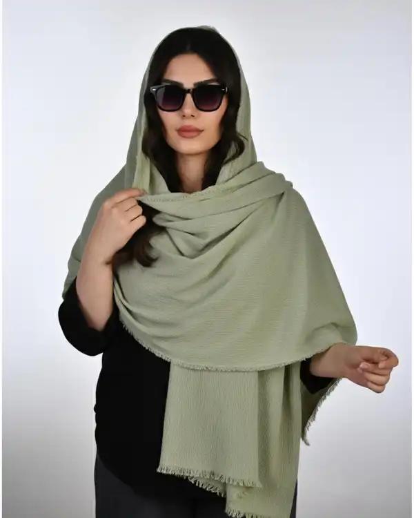 شال زنانه برشکا گرم بالا سبز سدری آماهی Amahi طرح ریشه پرزی