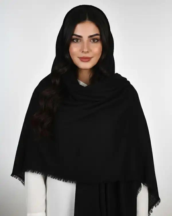 شال زنانه برشکا گرم بالا مشکی آماهی Amahi طرح ریشه پرزی