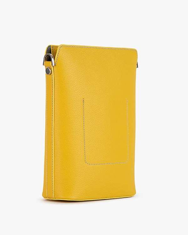 کیف چرم دوشی زنانه زرد برتونیکس Berttonix کد 4042 - تصویر 4