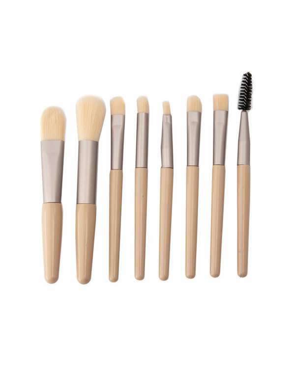 ست براش آرایشی صورتی به همراه کیف بسته 8 عددی