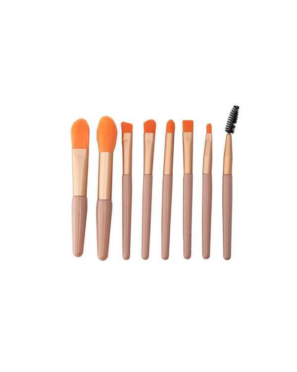 ست براش آرایشی کرم به همراه کیف بسته 8 عددی