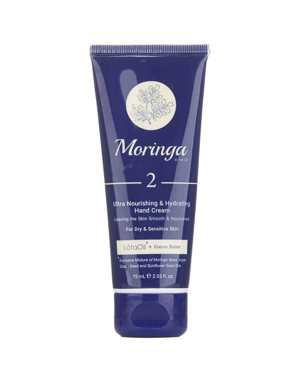 کرم دست فوق مغذی و آبرسان مورینگا امو Moringa Emo شماره 2 حاوی لافاایل و کره کاکائو مناسب پوست خشک و حساس 75ml