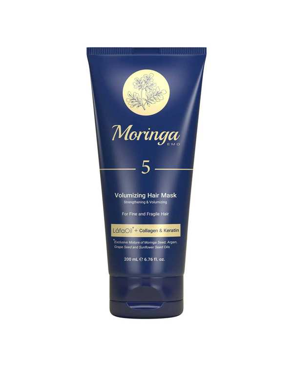 ماسک مو حجم دهنده مورینگا امو Moringa Emo مناسب موهای نازک و شکننده شماره 5 حجم 200ml