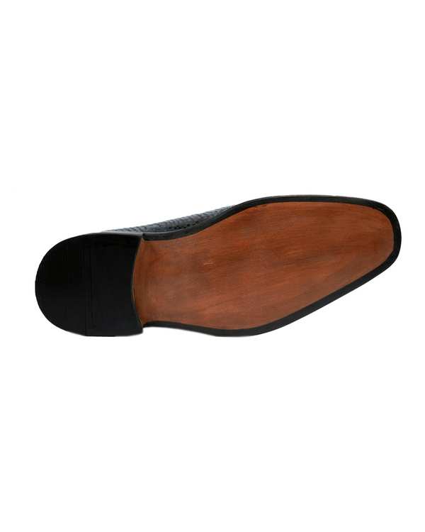 کفش چرم مردانه رسمی آکسفورد سرمه ای طوسی گابیانی Gabiani مدل نرسی کد N110 - تصویر 4
