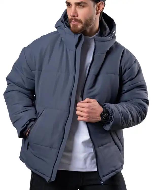 کاپشن مردانه کلاهدار طوسی تیره دیورسو Diverso کد 4809