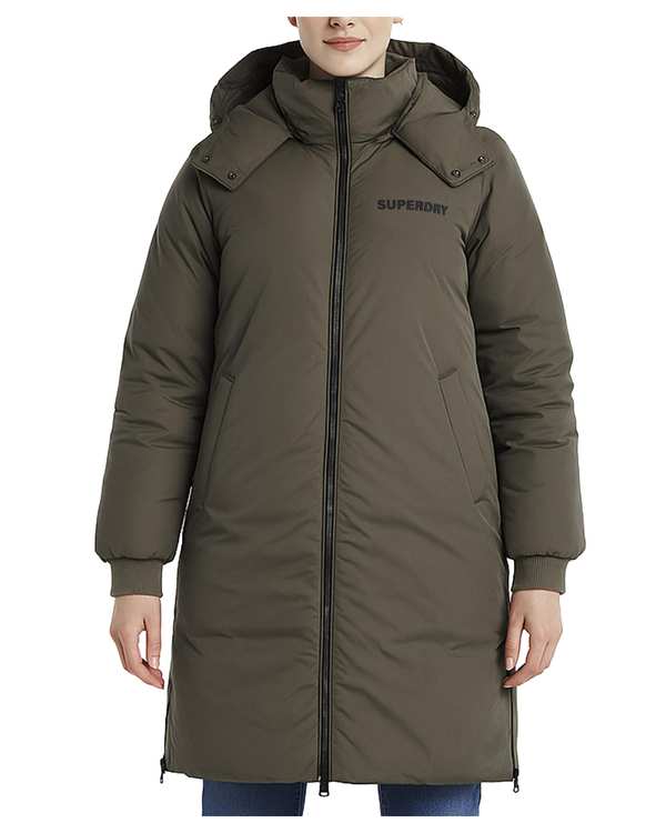 کاپشن بلند زنانه کلاه دار سبز سوپردرای Superdry کد 6616007