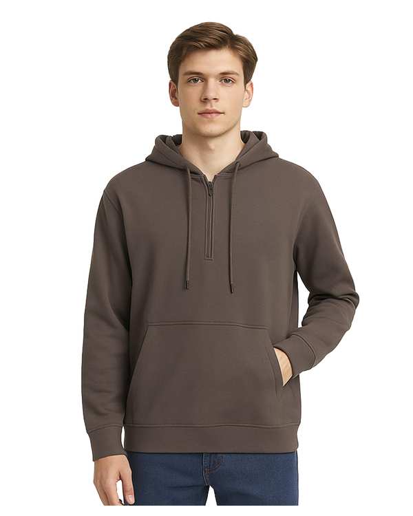 هودی مردانه کلاه دار نیم زیپ قهوه ای سوپردرای Superdry کد 7626009