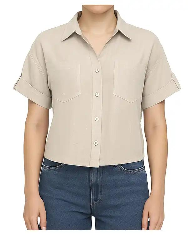 شومیز زنانه آستین کوتاه کرم سوپردرای Superdry کد W13S53304C