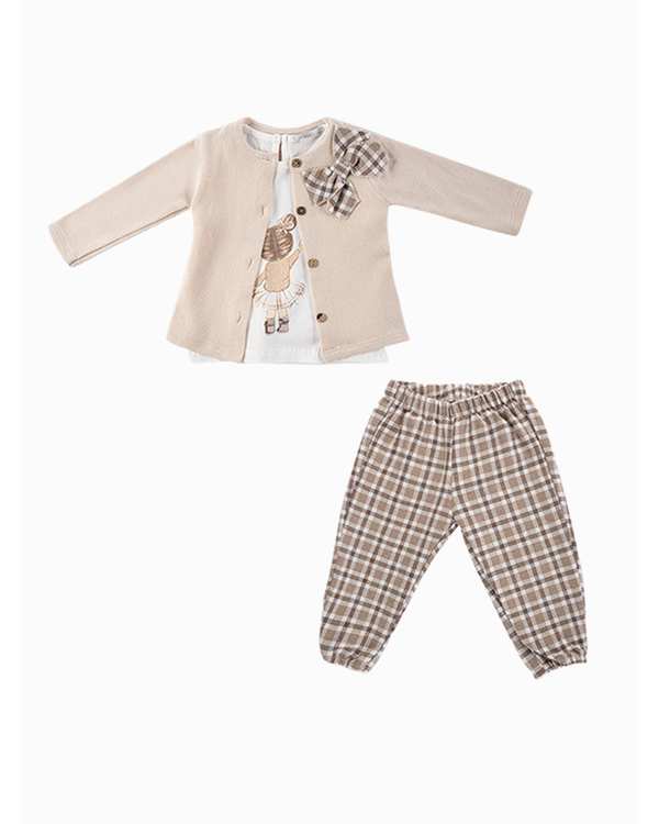 ست سه تکه لباس دخترانه نوزادی کرم فیورلا Fiorella مدل دخترک کد 25510