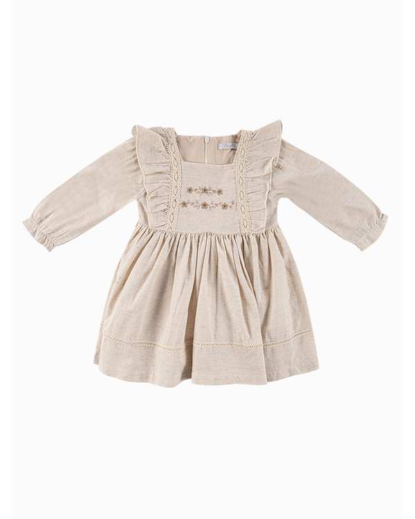 پیراهن دخترانه نوزادی کرم فیورلا Fiorella مدل ساناز کد 25518