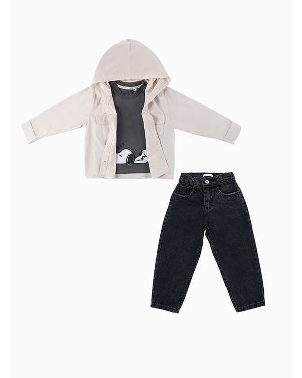 ست سه تکه لباس پسرانه نوزادی فیورلا Fiorella مدل اسنوپی خوابالو 1 کد 25539