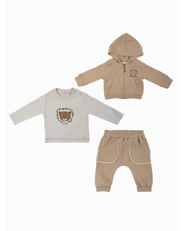ست لباس پسرانه نوزادی کرم فیورلا Fiorella مدل شیر کد 25550