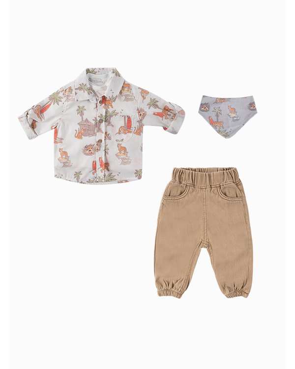 ست سه تکه لباس پسرانه نوزادی فیورلا Fiorella مدل ببری کد 25555