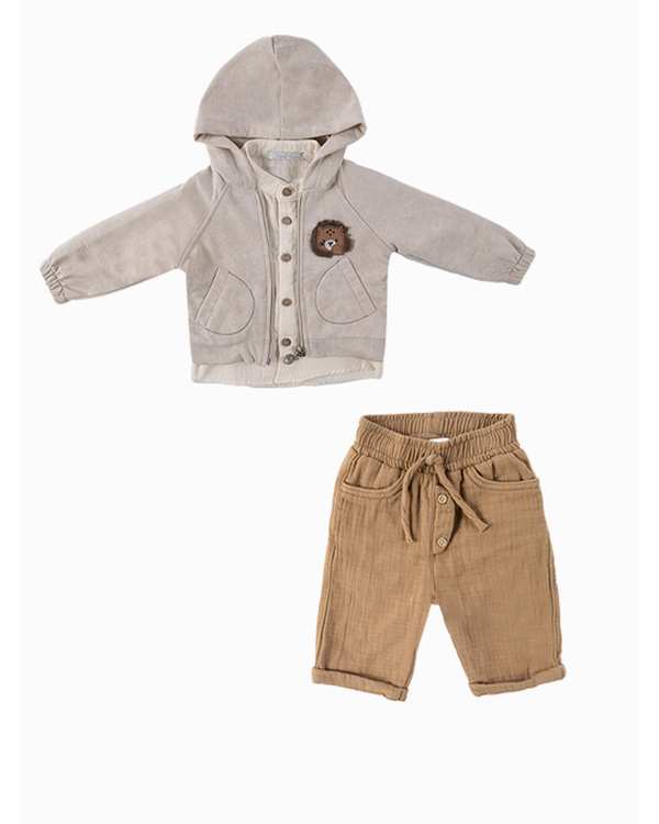 ست سه تکه لباس پسرانه نوزادی فیورلا Fiorella مدل شیر یالدار کد 25556