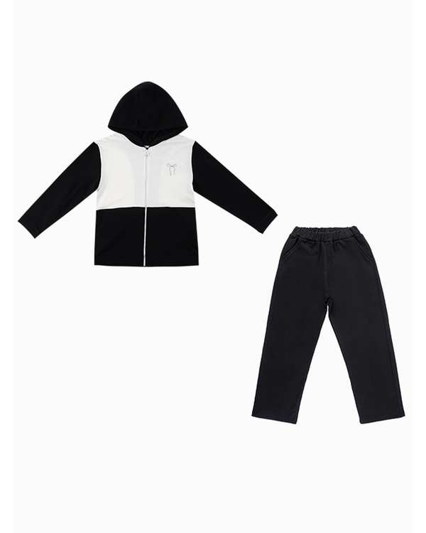 ست سویشرت و شلوار دخترانه مشکی سفید فیورلا Fiorella مدل چکاوک کد 45508