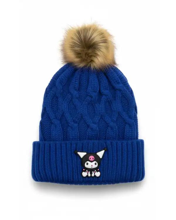 کلاه زمستانی بچگانه آبی کاربنی طرح کرومی