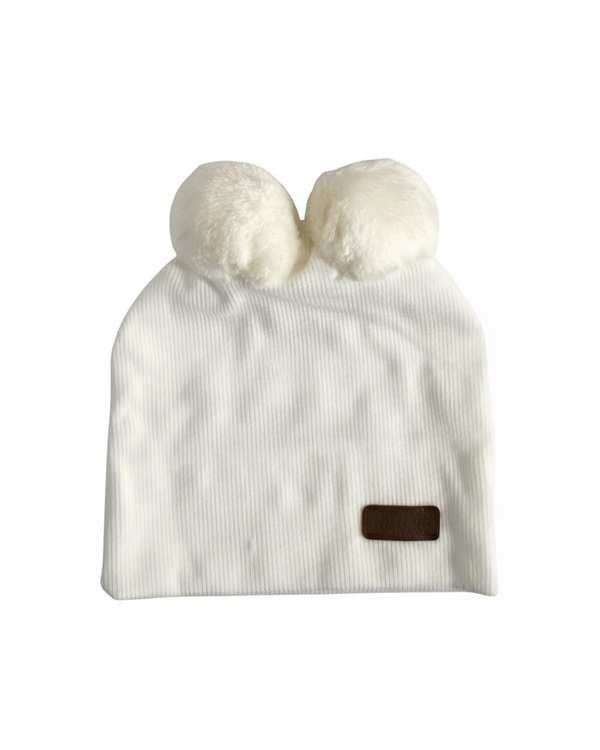 کلاه تک پنبه کبریتی دو پوم سفید