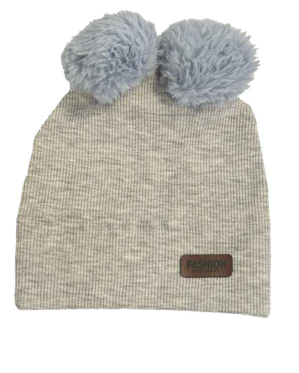 کلاه تک پنبه کبریتی دو پوم طوسی روشن