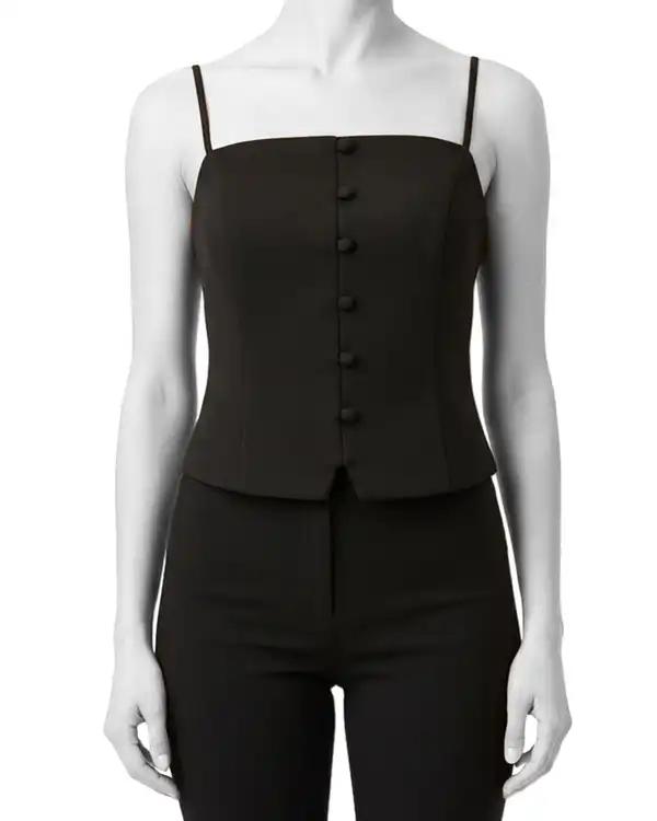 تاپ زنانه دکلته مشکی سرژه Serge کد 202678