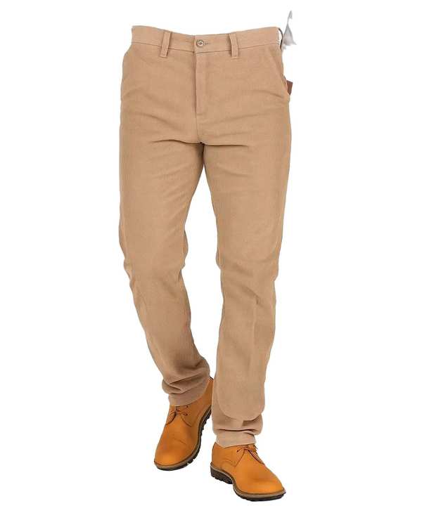 شلوار مردانه مخمل کلاسیک راسته کرم یوسف Yoosef کد 203024