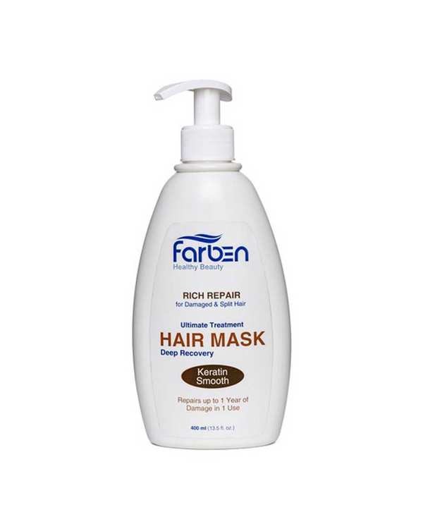 ماسک مو آبرسان عمیق فاربن Farben حاوی کراتین مناسب موهای خشک و آسیب دیده حجم 400ml