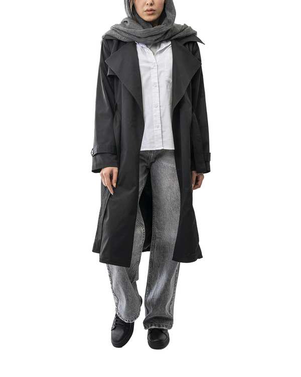 بارانی بلند زنانه مشکی آر ان اس RNS کد 11192520