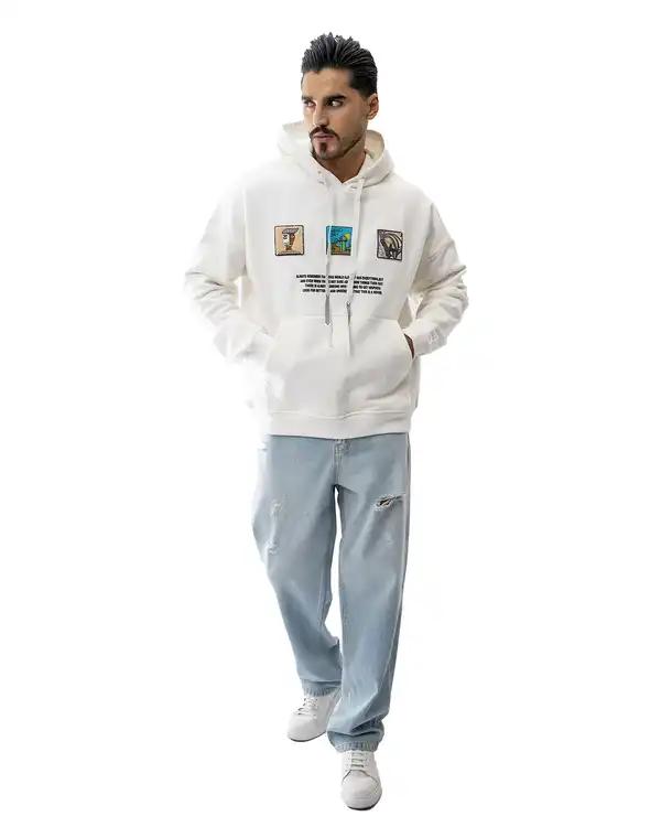 هودی مردانه سفید آر ان اس RNS کد 12102593