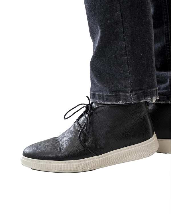 نیم بوت چرم طبیعی مردانه مشکی آر ان اس RNS کد 12152620