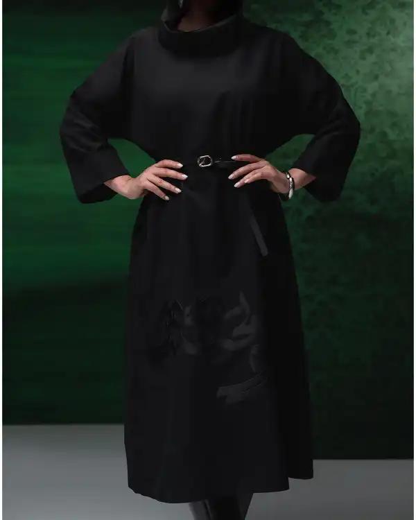 پیراهن زنانه مشکی طاقه چیان Taghechian مدل بی من مرو