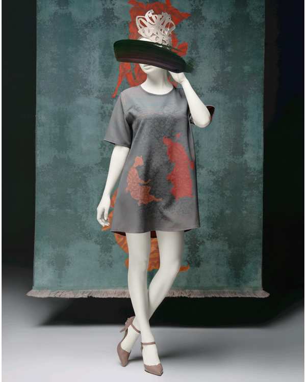 پیراهن زنانه دورو سبز نارنجی طاقه چیان Taghechian مدل همنوا