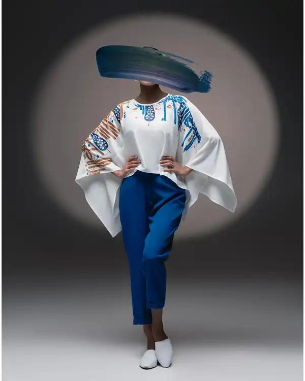 شنل زنانه سفید طاقه چیان Taghechian مدل سر سپرده