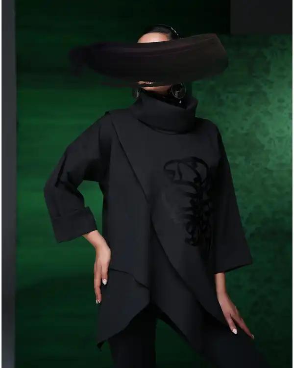 بلوز زنانه مشکی طاقه چیان Taghechian مدل ثلث