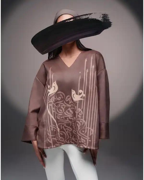 بلوز زنانه قهوه ای طاقه چیان Taghechian مدل دلنواز