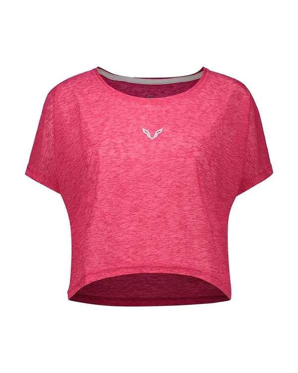 تی شرت کراپ ورزشی زنانه سرخابی نوزده نود و یک 1991 مدل TS1991 SO