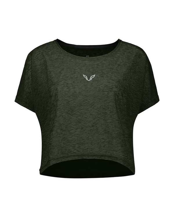 تی شرت کراپ ورزشی زنانه سبز سدری نوزده نود و یک 1991 مدل TS1991 GR