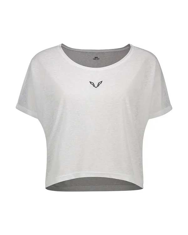 تی شرت کراپ ورزشی زنانه سفید نوزده نود و یک 1991 مدل TS1991 W