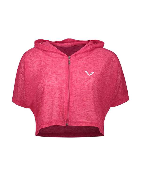 تی شرت کراپ ورزشی زنانه زیپ دار سرخابی نوزده نود و یک 1991 مدل TS1992 SO