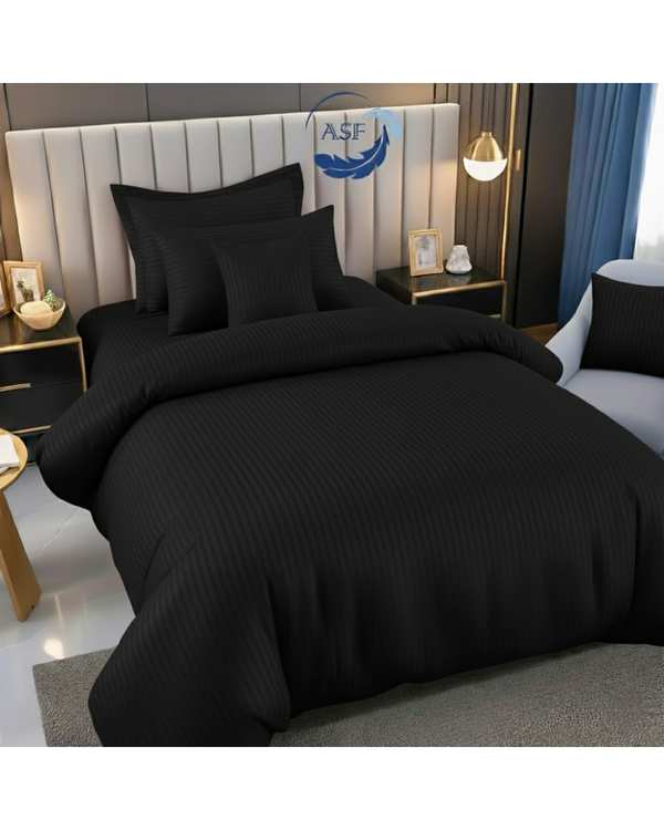 سرویس لحاف روتختی تک نفره 6 تکه عرض ۹۰ مشکی ای اس اف ASF مدل JACQUARD & SATIN با پارچه لوکس ژاکارد
