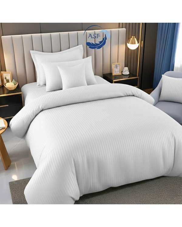 سرویس لحاف روتختی تک نفره 6 تکه عرض 120 سفید ای اس اف ASF مدل JACQUARD & SATIN با پارچه لوکس ژاکارد