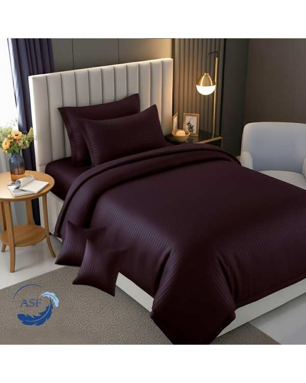 سرویس لحاف روتختی تک نفره 6 تکه عرض 120 بنفش ای اس اف ASF مدل JACQUARD & SATIN با پارچه لوکس ژاکارد