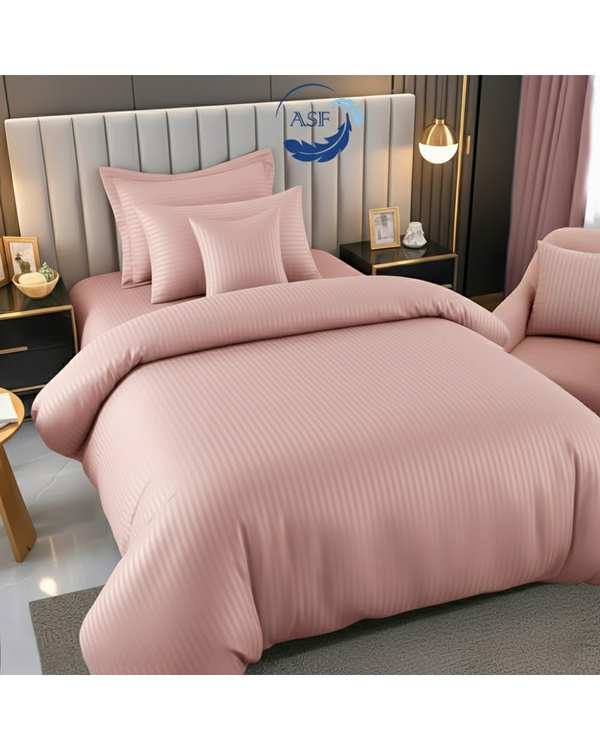 سرویس لحاف روتختی تک نفره 6 تکه عرض 120 صورتی ای اس اف ASF مدل JACQUARD & SATIN با پارچه لوکس ژاکارد