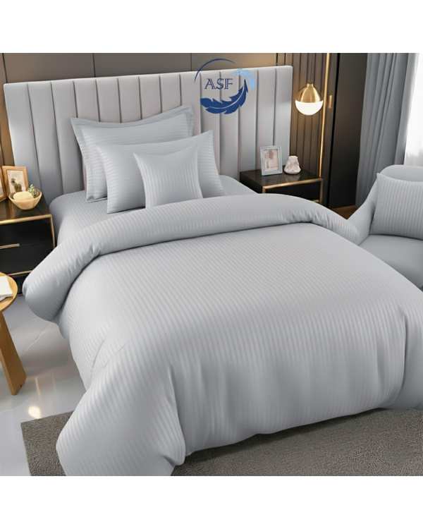 سرویس لحاف روتختی تک نفره 6 تکه عرض 120 نقره ای ای اس اف ASF مدل JACQUARD & SATIN با پارچه لوکس ژاکارد