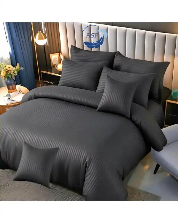 سرویس لحاف روتختی دو نفره 8 تکه عرض 160 طوسی ای اس اف ASF مدل JACQUARD & SATIN با پارچه لوکس ژاکارد