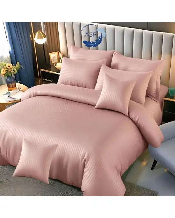 سرویس لحاف روتختی دو نفره 8 تکه عرض 160 صورتی ای اس اف ASF مدل JACQUARD & SATIN با پارچه لوکس ژاکارد